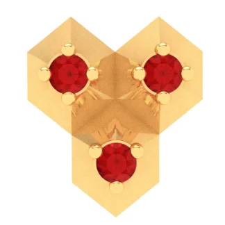 14KT Unique Stud Gold Nosepin With Three Stones From Online Exclusive Collection