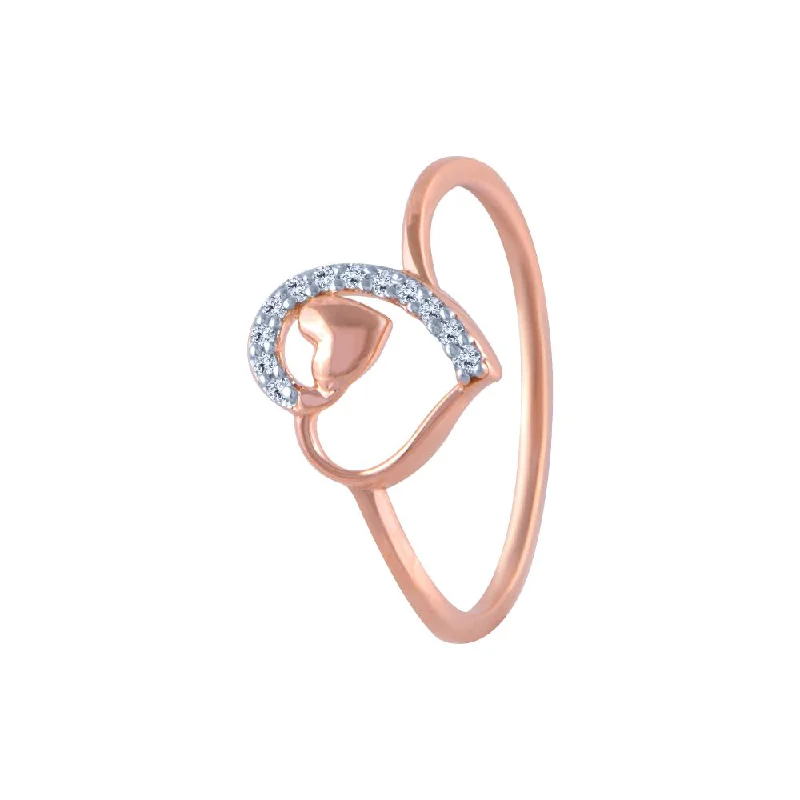 18k (750) Rose Gold And Diamond Ring For Women