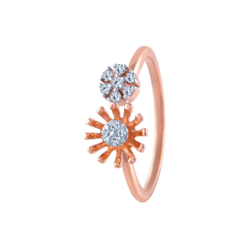 18k (750) Rose Gold And Diamond Ring For Women