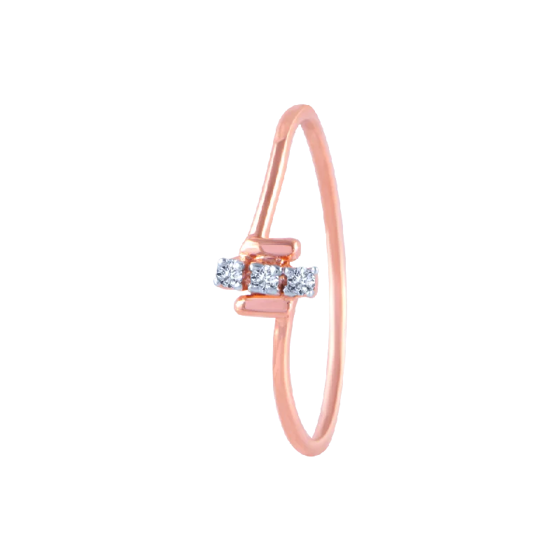 18k (750) Rose Gold And Diamond Ring For Women