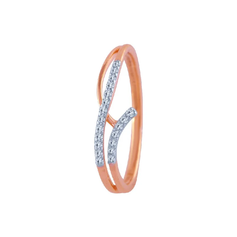 18k (750) Rose Gold And Diamond Ring For Women