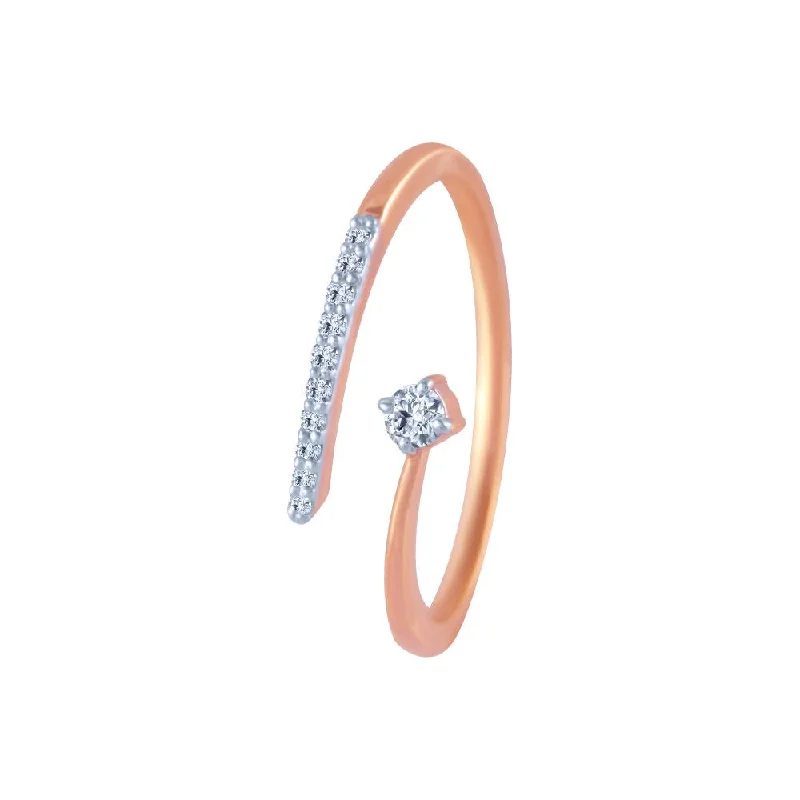 18k (750) Rose Gold And Diamond Ring For Women