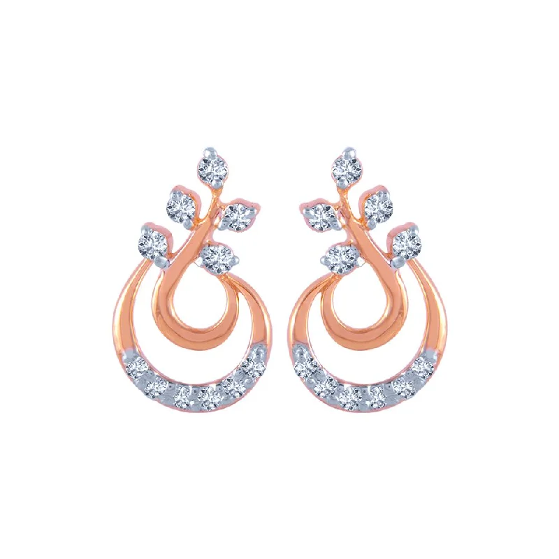 18k (750) Rose Gold And Diamond Stud Earrings For Women