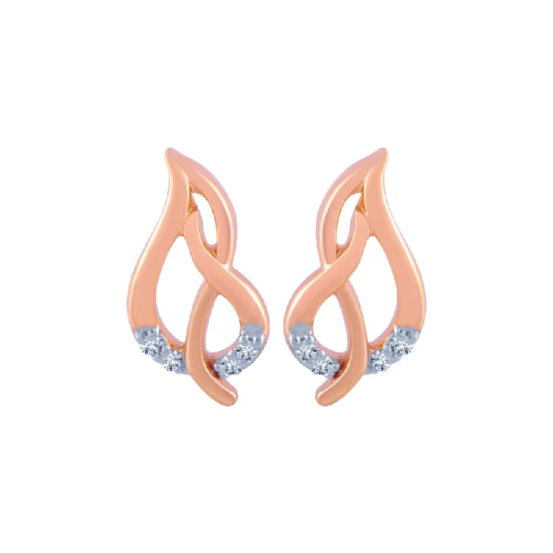 18k (750) Rose Gold And Diamond Stud Earrings For Women