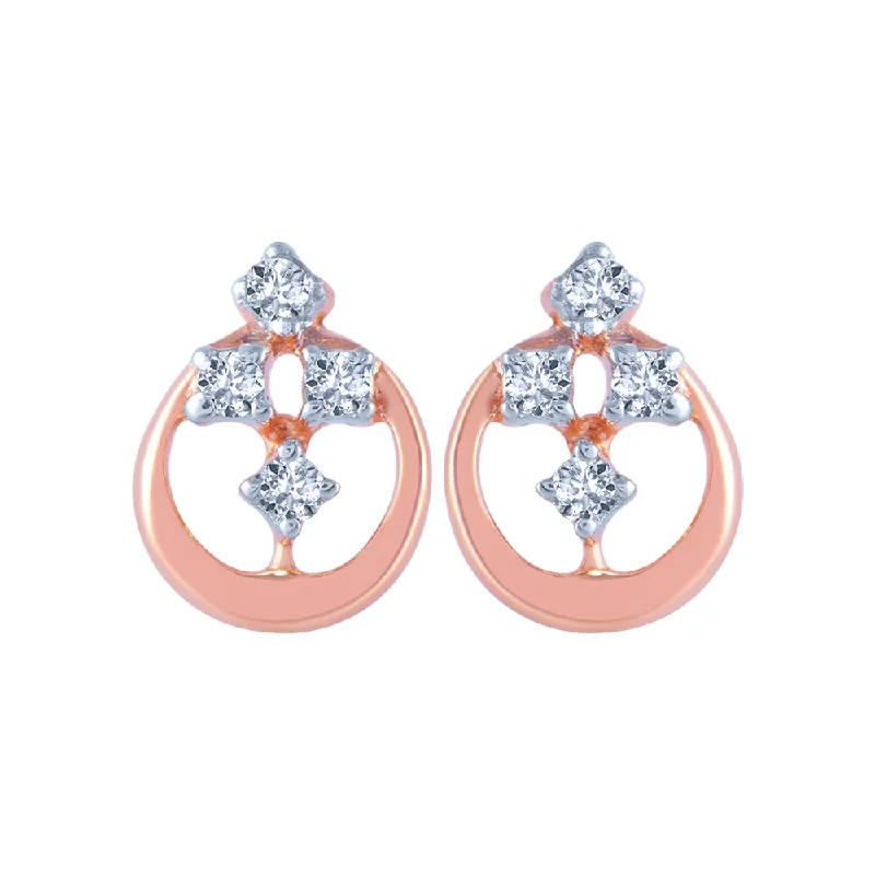 18k (750) Rose Gold And Diamond Stud Earrings For Women