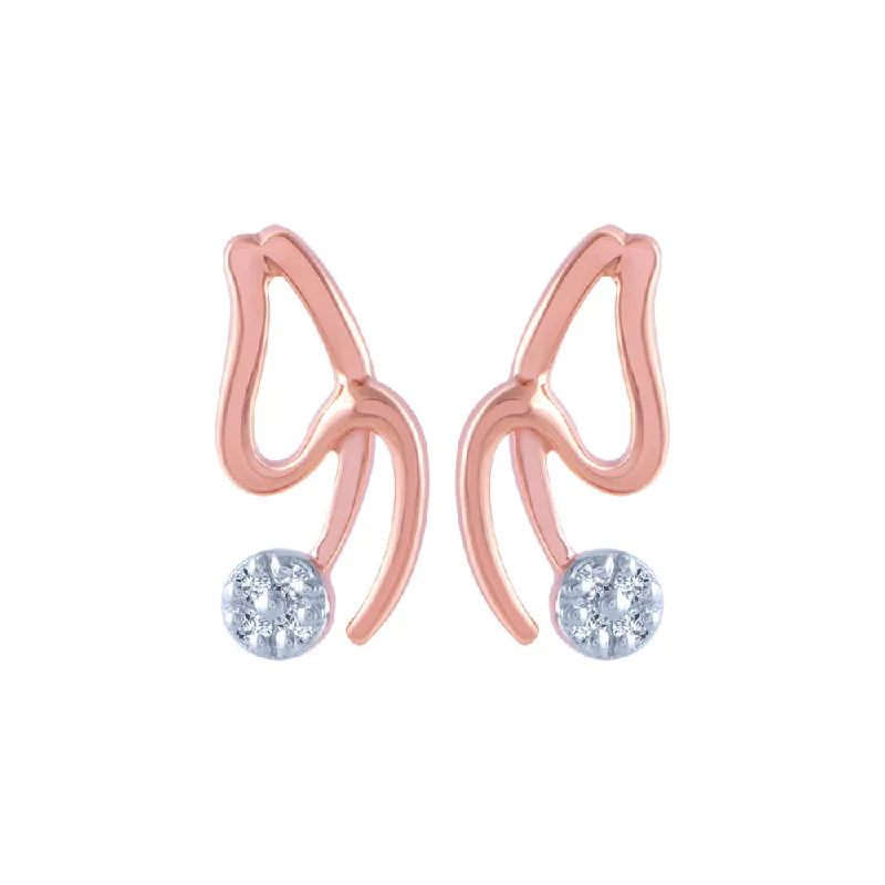 18k (750) Rose Gold And Diamond Stud Earrings For Women