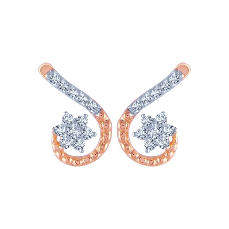 18k (750) Rose Gold And Diamond Stud Earrings For Women