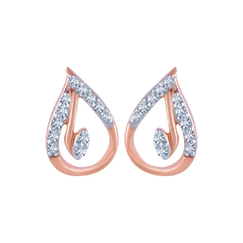 18k (750) Rose Gold And Diamond Stud Earrings For Women