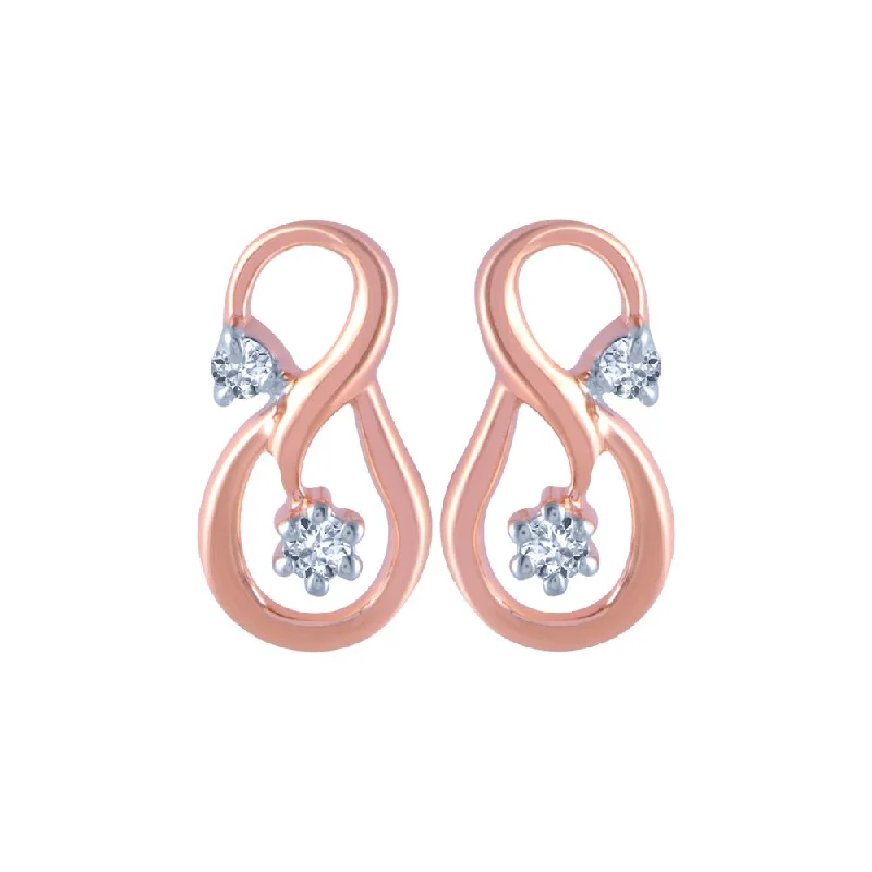 18k (750) Rose Gold And Diamond Stud Earrings For Women