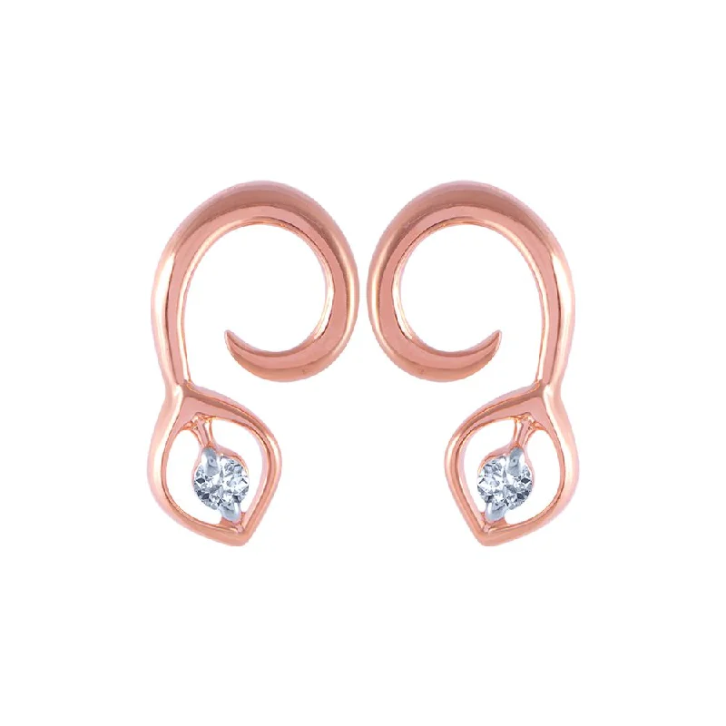 18k (750) Rose Gold And Diamond Stud Earrings For Women