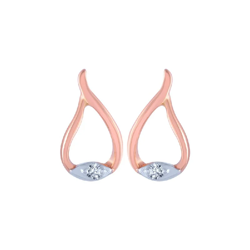 18k (750) Rose Gold And Diamond Stud Earrings For Women