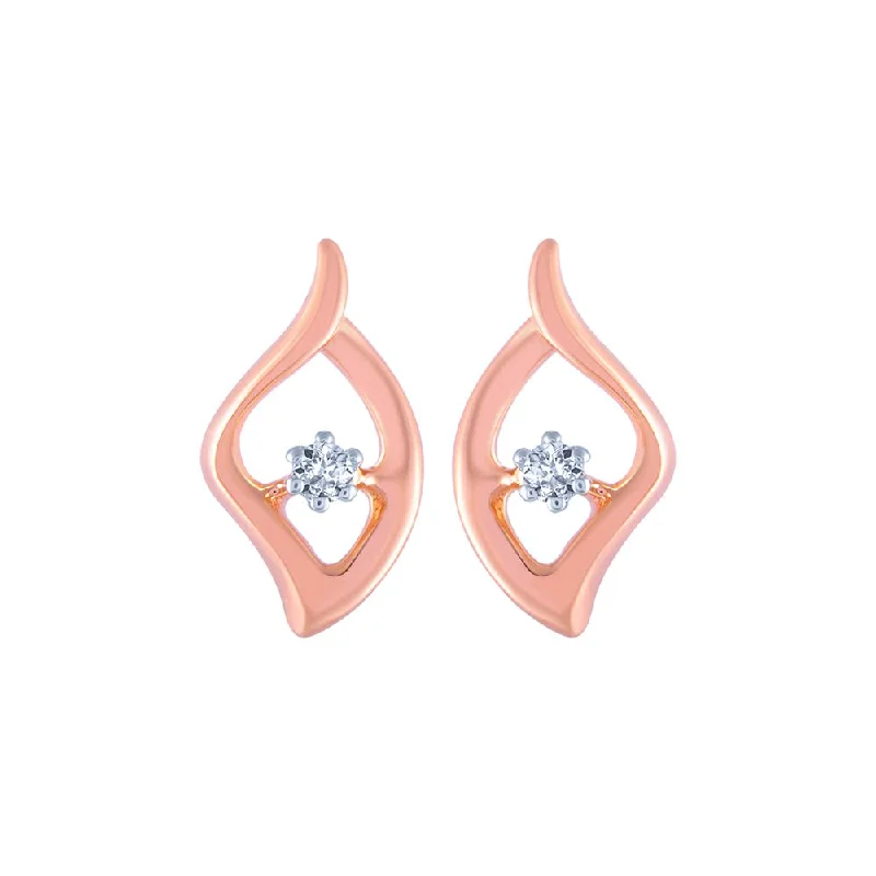 18k (750) Rose Gold And Diamond Stud Earrings For Women