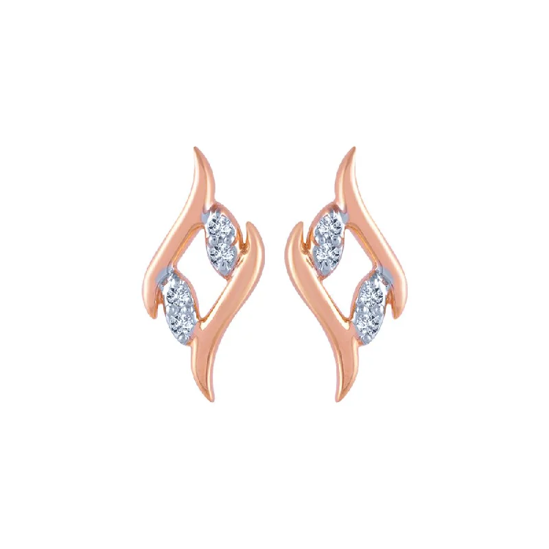 18k (750) Rose Gold And Diamond Stud Earrings For Women