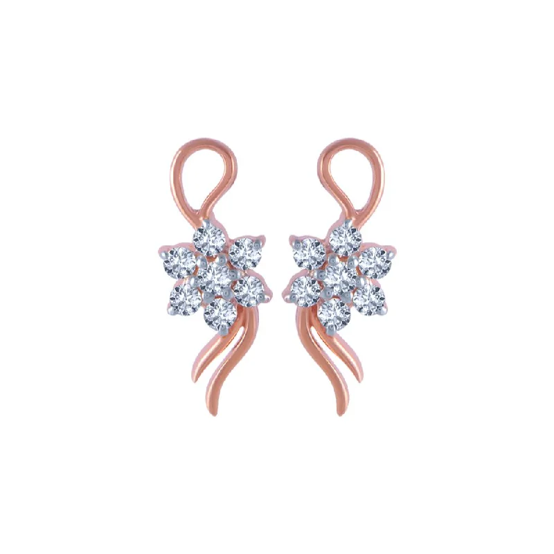 18k (750) Rose Gold And Diamond Stud Earrings For Women