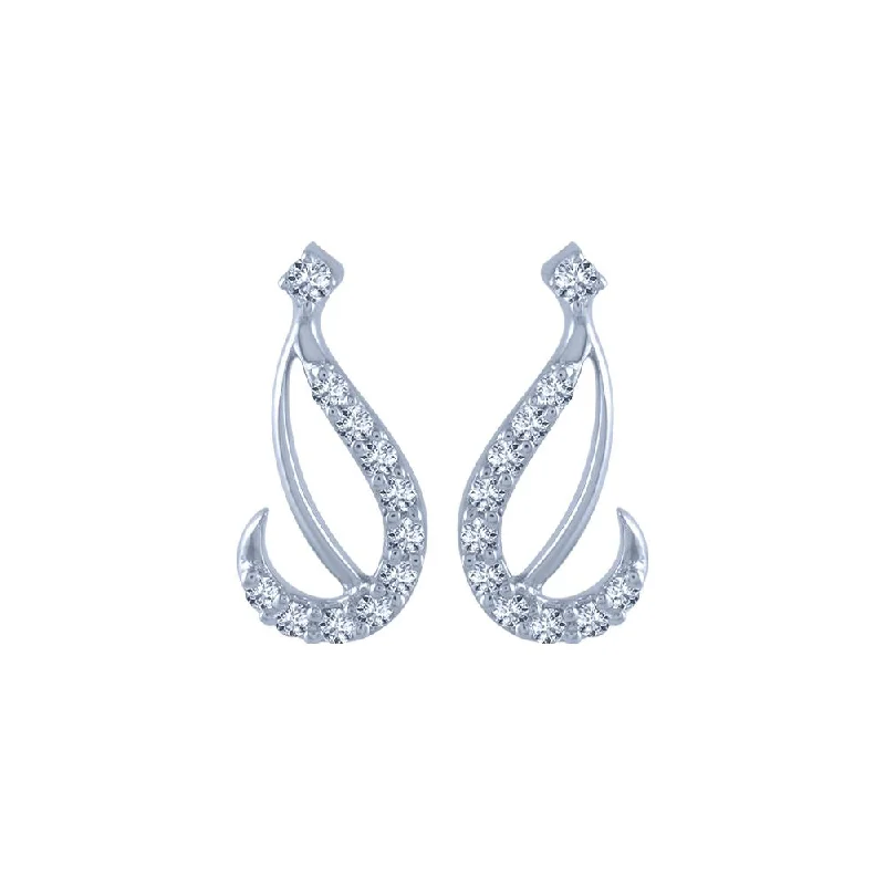 18k (750) White Gold And Diamond Stud Earrings For Women