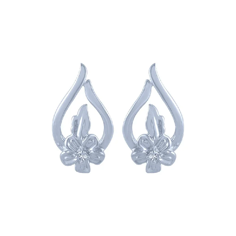 18k (750) White Gold And Diamond Stud Earrings For Women