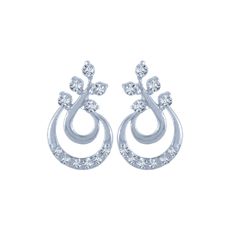 18k (750) White Gold And Diamond Stud Earrings For Women