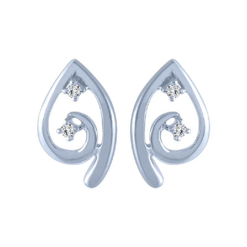 18k (750) White Gold And Diamond Stud Earrings For Women