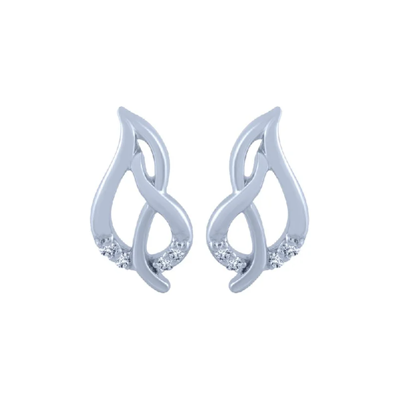 18k (750) White Gold And Diamond Stud Earrings For Women