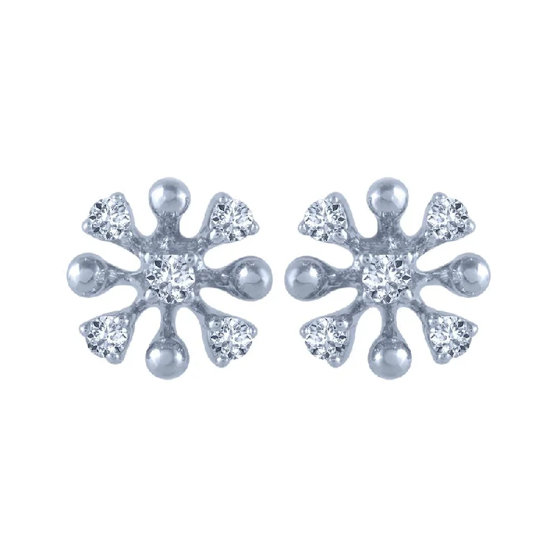 18k (750) White Gold And Diamond Stud Earrings For Women