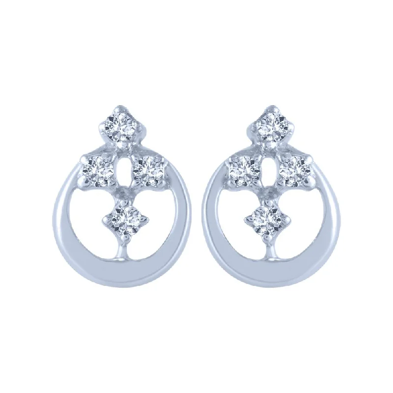 18k (750) White Gold And Diamond Stud Earrings For Women