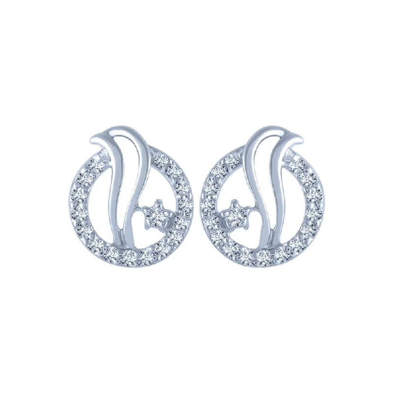 18k (750) White Gold And Diamond Stud Earrings For Women