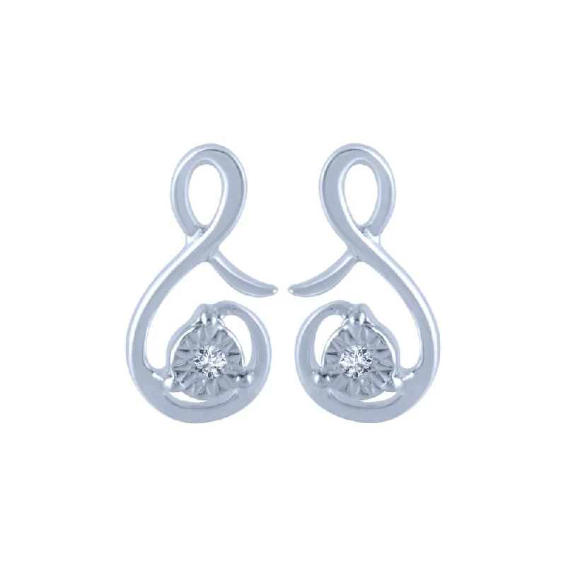 18k (750) White Gold And Diamond Stud Earrings For Women