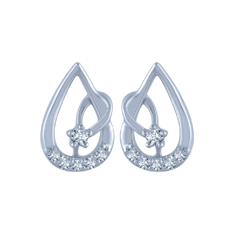 18k (750) White Gold And Diamond Stud Earrings For Women