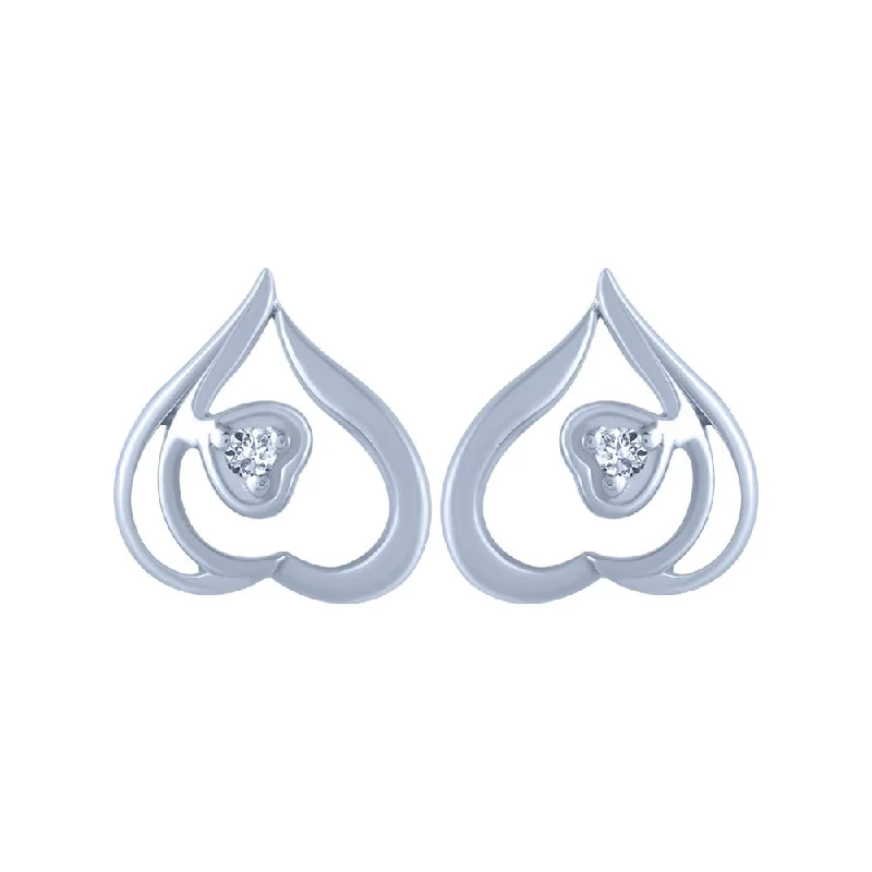 18k (750) White Gold And Diamond Stud Earrings For Women