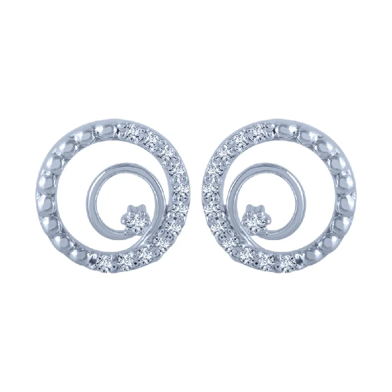 18k (750) White Gold And Diamond Stud Earrings For Women