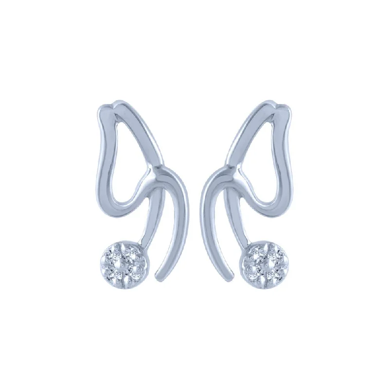 18k (750) White Gold And Diamond Stud Earrings For Women