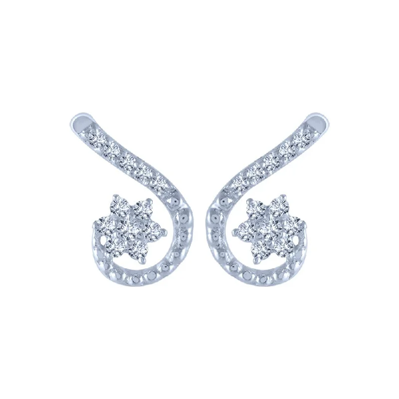 18k (750) White Gold And Diamond Stud Earrings For Women