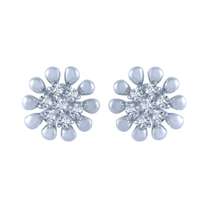 18k (750) White Gold And Diamond Stud Earrings For Women