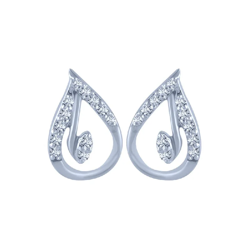 18k (750) White Gold And Diamond Stud Earrings For Women