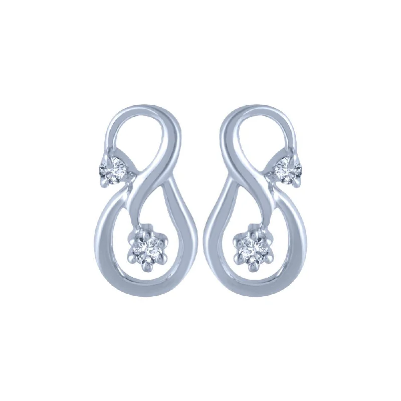 18k (750) White Gold And Diamond Stud Earrings For Women