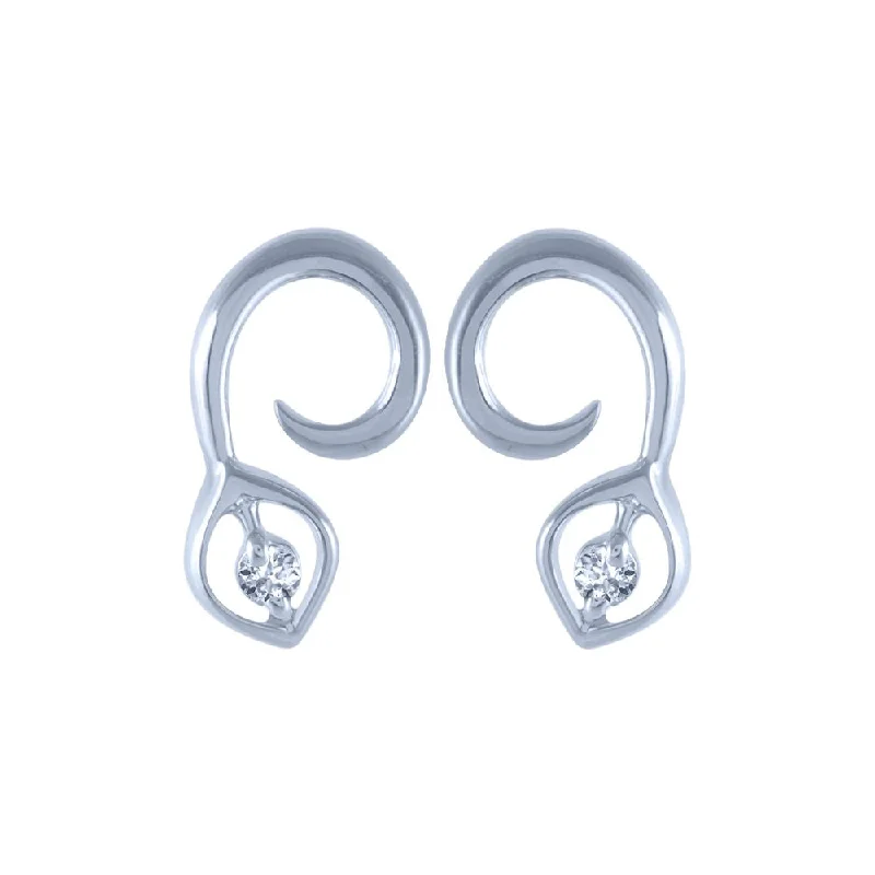 18k (750) White Gold And Diamond Stud Earrings For Women