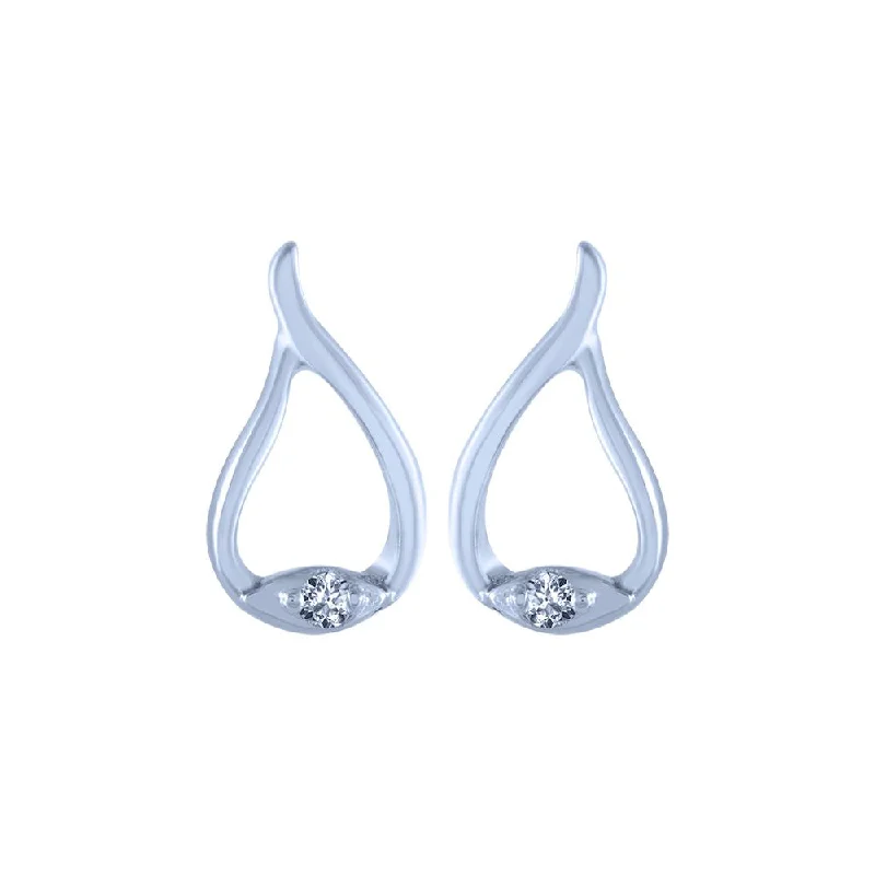 18k (750) White Gold And Diamond Stud Earrings For Women