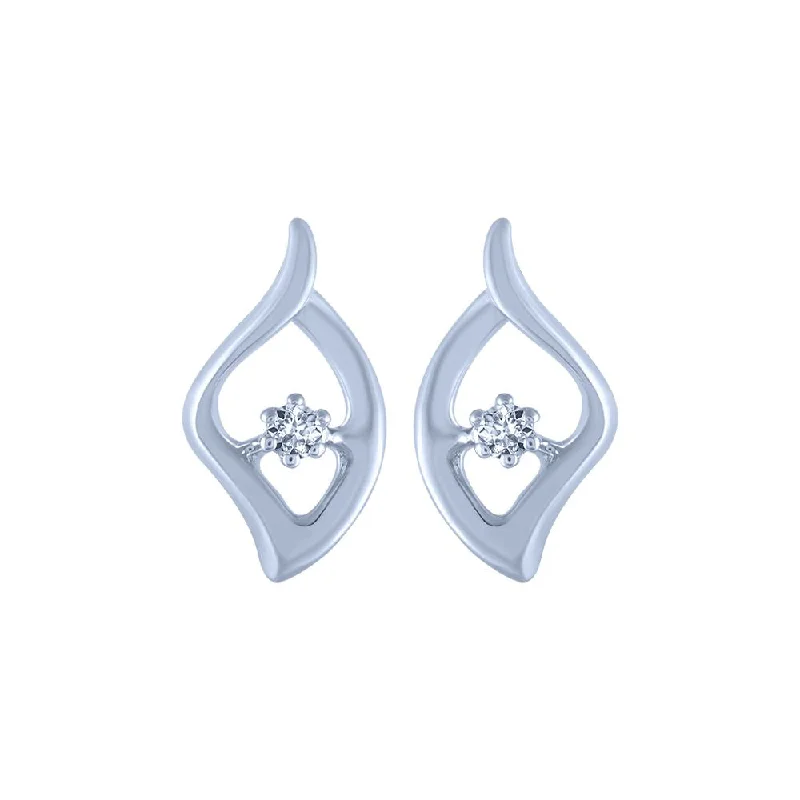 18k (750) White Gold And Diamond Stud Earrings For Women