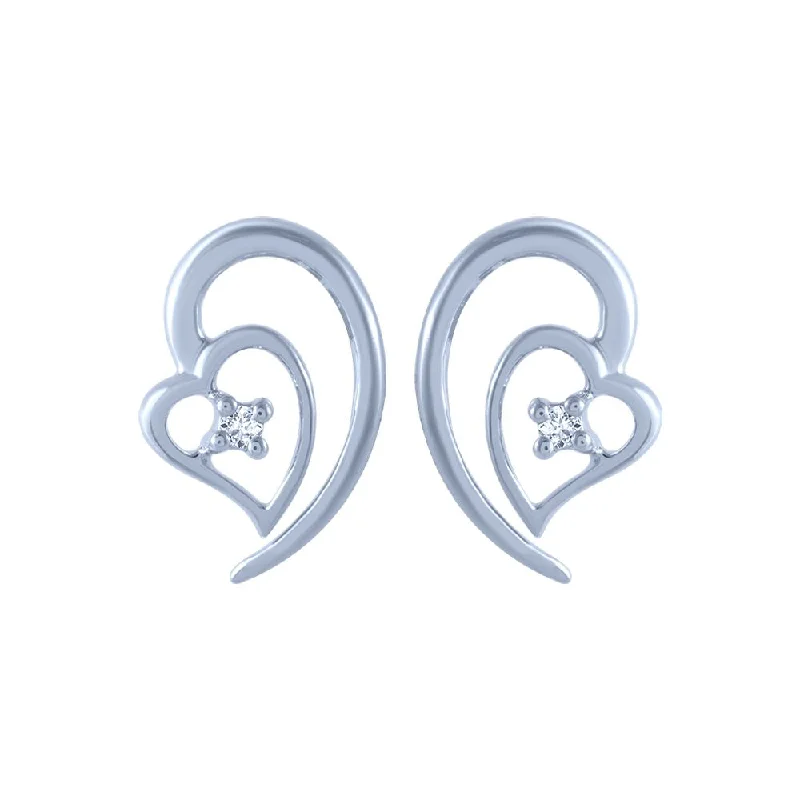 18k (750) White Gold And Diamond Stud Earrings For Women