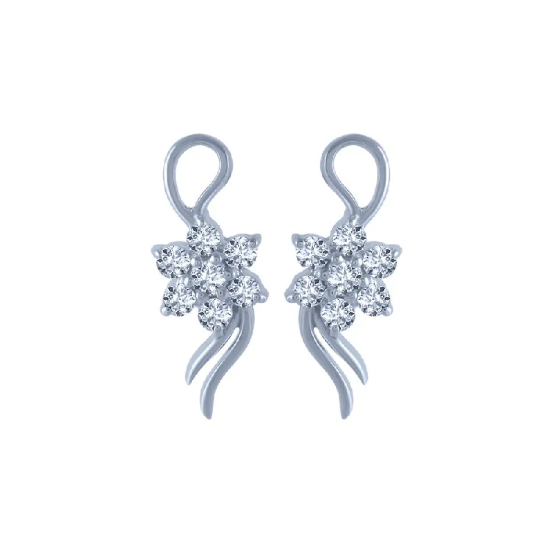 18k (750) White Gold And Diamond Stud Earrings For Women