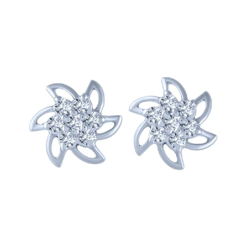 18k (750) White Gold And Diamond Stud Earrings For Women