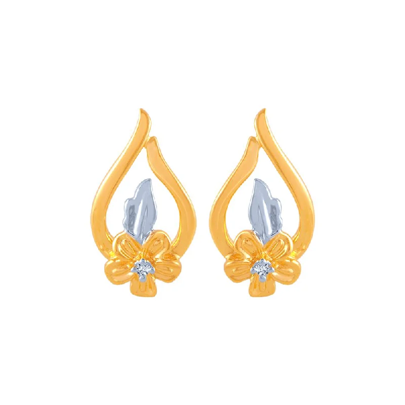 18k (750) Yellow Gold And Diamond Stud Earrings For Women