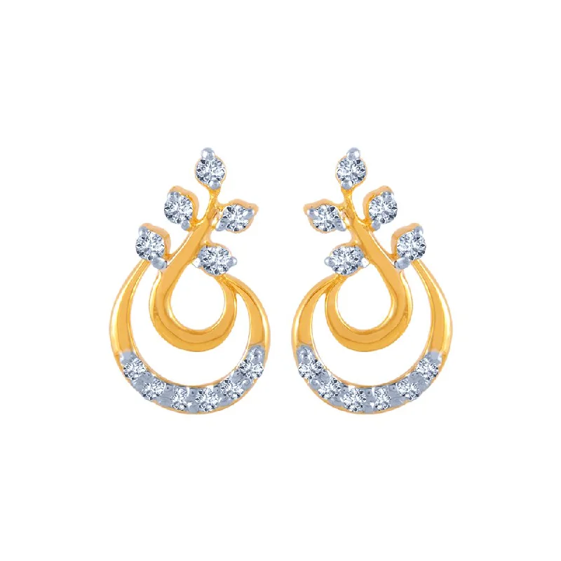 18k (750) Yellow Gold And Diamond Stud Earrings For Women