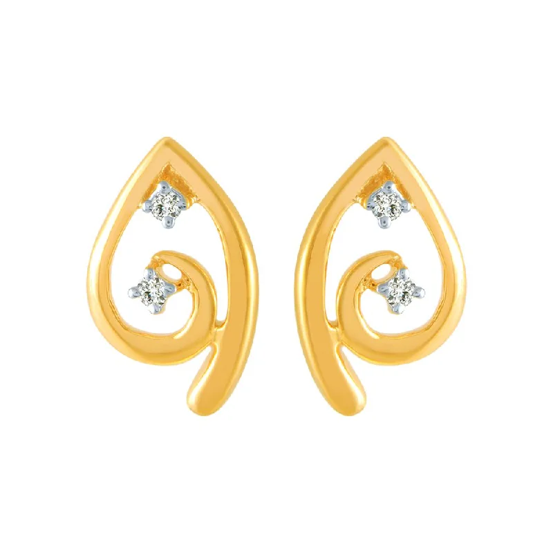 18k (750) Yellow Gold And Diamond Stud Earrings For Women