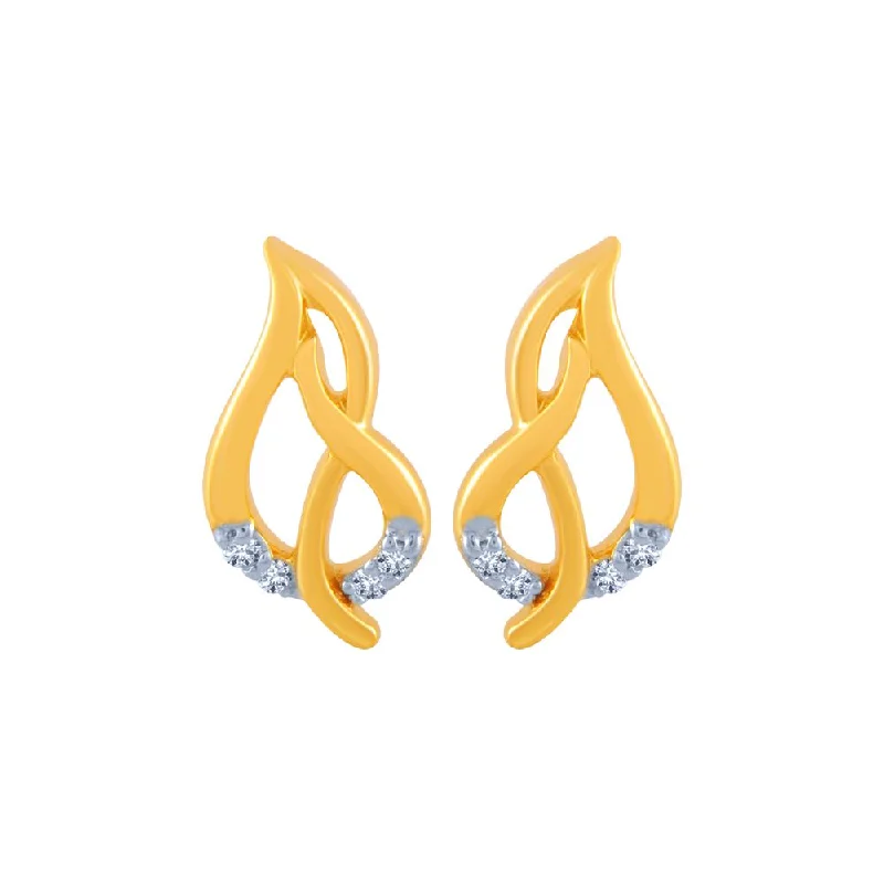 18k (750) Yellow Gold And Diamond Stud Earrings For Women