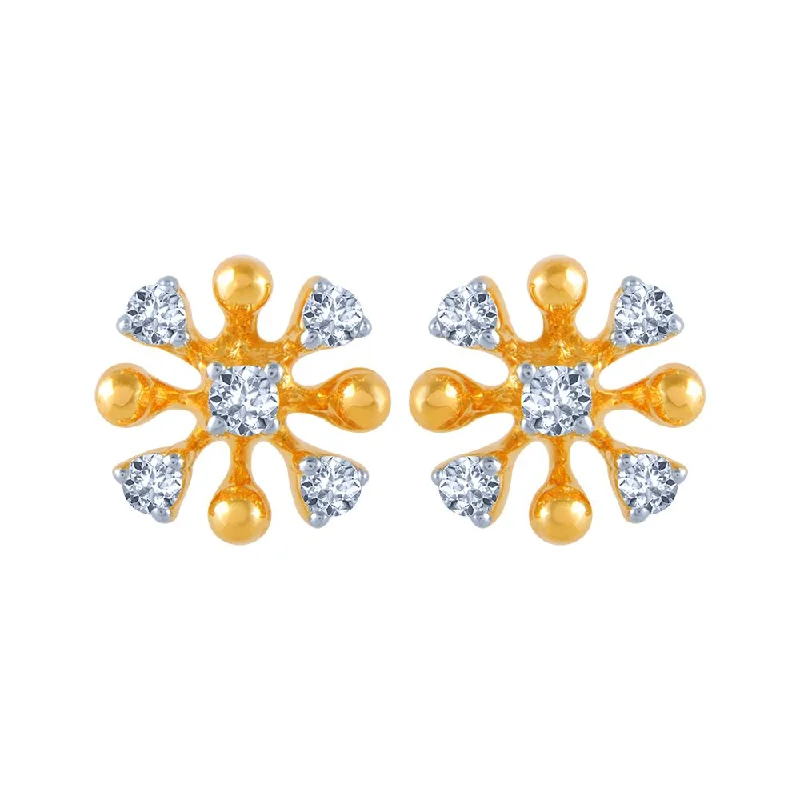 18k (750) Yellow Gold And Diamond Stud Earrings For Women