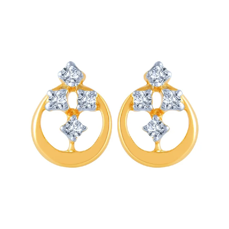 18k (750) Yellow Gold And Diamond Stud Earrings For Women