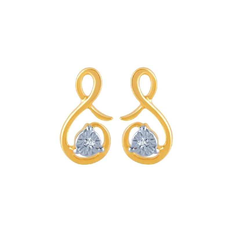 18k (750) Yellow Gold And Diamond Stud Earrings For Women