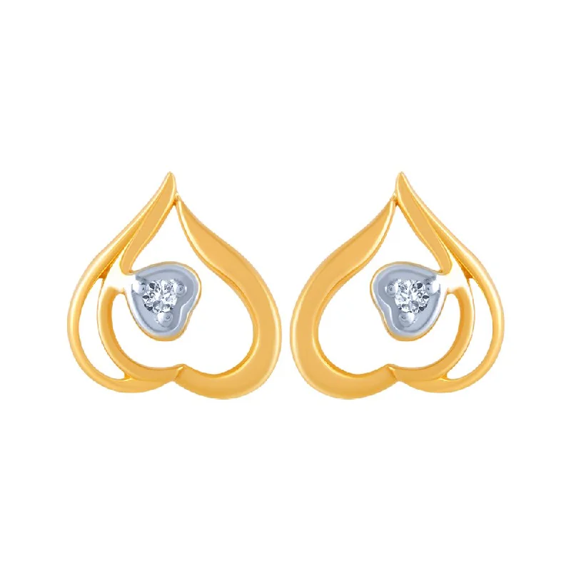 18k (750) Yellow Gold And Diamond Stud Earrings For Women