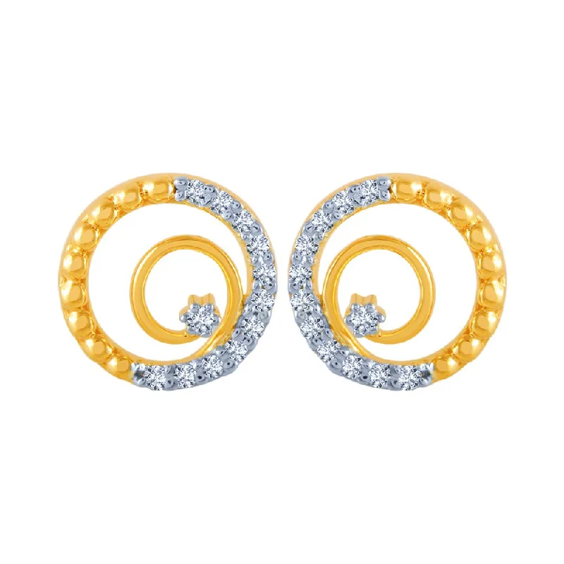 18k (750) Yellow Gold And Diamond Stud Earrings For Women